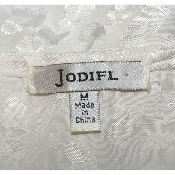 Jodifl White Lace Cheetah Print Tank Top Size M V Neck Slinky Festival Sexy - Picture 10 of 12